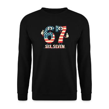 US Flag 67 Memes Six Seven - Unisex Sweatshirt - black - Front - Alina (178cm) & Michal (187cm)