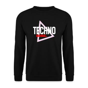 Techno Neon Dreieck Puls - Unisex Pullover - Schwarz - Vorne - Alina (178cm) & Michal (187cm)