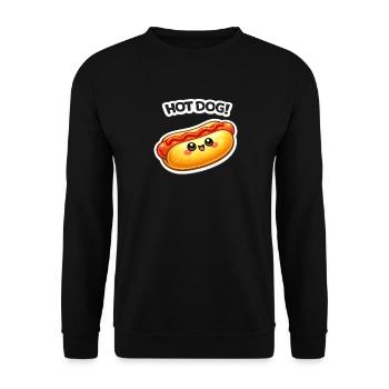 Kawaii Hotdog Sticker Motif - Unisex Sweatshirt - black - Front - Alina (178cm) & Michal (187cm)
