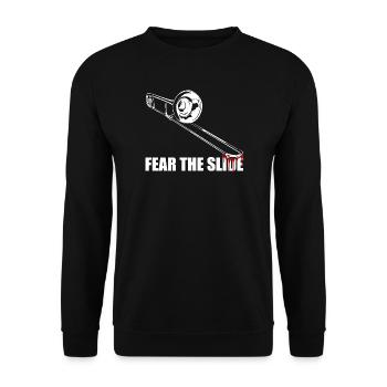 Fear the slide Posaune Posaunenspieler Posaunist - Unisex Pullover - Schwarz - Vorne - Alina (178cm) & Michal (187cm)