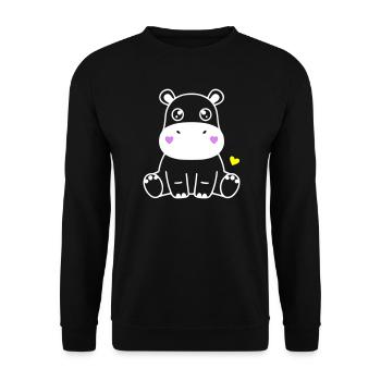 Cute Hippopotamus Baby Kawaii Heart - Unisex Sweatshirt - black - Front - Alina (178cm) & Michal (187cm)