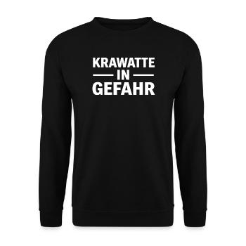 KRAWATTE IN GEFAHR Shirt – Weiberfastnacht Warnung - Unisex Pullover - Schwarz - Vorne - Alina (178cm) & Michal (187cm)