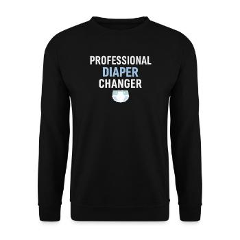 CHEMISE PROFESSIONNELLE POUR CHANGER COUCHES - Humour des parents - Sweat-shirt Unisexe - noir - Devant - Alina (178cm) & Michal (187cm)