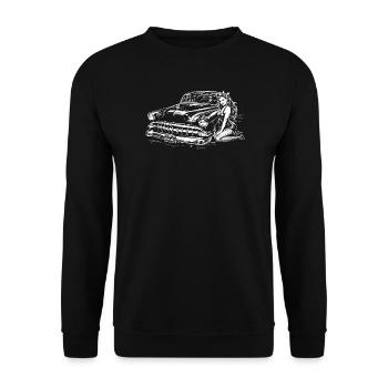 Chevy Bel Air 1954 - Vintage Classic Pin Up - Sweat-shirt Unisexe - noir - Devant - Alina (178cm) & Michal (187cm)