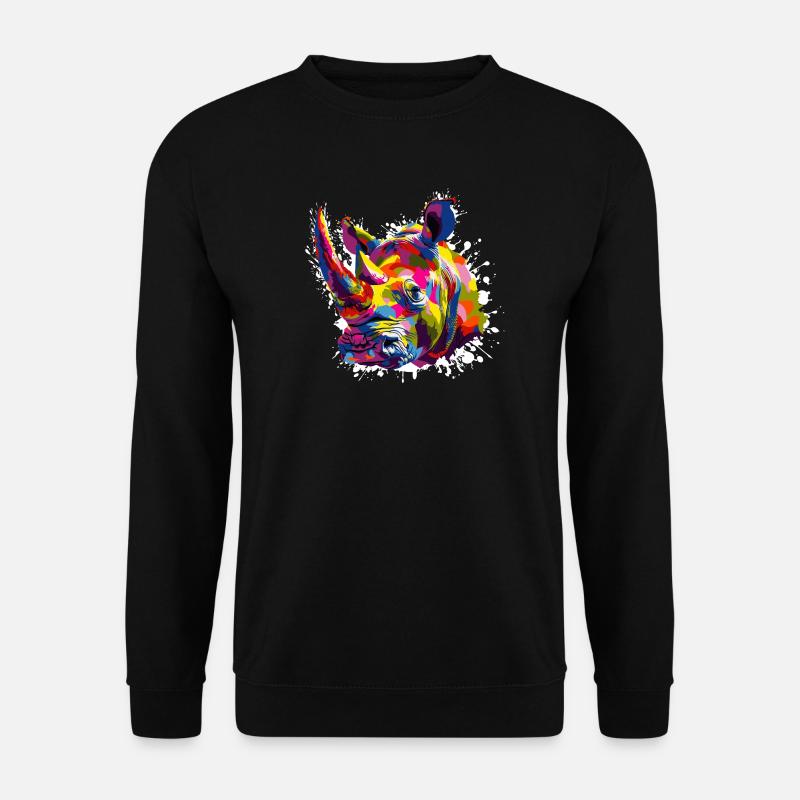 Nashorn Pop Art Tier - Unisex Pullover - Schwarz