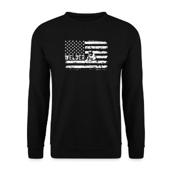 Welder Cat sur le drapeau américain - Sweat-shirt Unisexe - noir - Devant - Alina (178cm) & Michal (187cm)