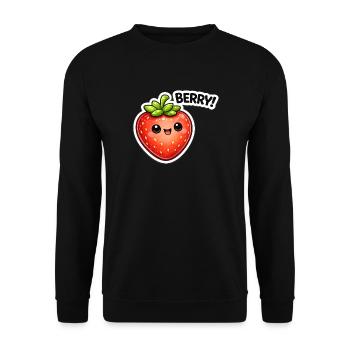 Berry Sticker Kawaii Stil - Unisex Pullover - Schwarz - Vorne - Alina (178cm) & Michal (187cm)