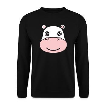 Nilpferd Kopf Gesicht Maske Lächeln - Unisex Pullover - Schwarz - Vorne - Alina (178cm) & Michal (187cm)