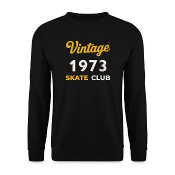 Vintage 1973 Skate Club Retro Geburtsjahr - Unisex Pullover - Schwarz - Vorne - Alina (178cm) & Michal (187cm)