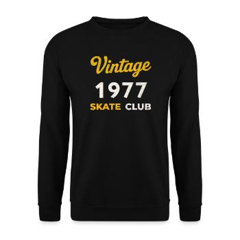 Vintage 1977 Skate Club Retro Geburtsjahr Geschenk - Unisex Pullover - Schwarz - Vorne - Alina (178cm) & Michal (187cm)