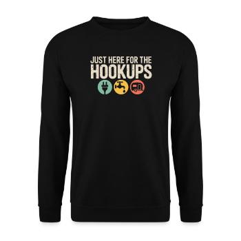 Just Here for the Hookups - Unisex Sweatshirt - black - Front - Alina (178cm) & Michal (187cm)
