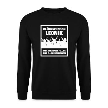 Leonik comme prénom - Sweat-shirt Unisexe - noir - Devant - Alina (178cm) & Michal (187cm)