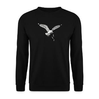 Mouette drôle qui vole des frites sur la plage - Sweat-shirt Unisexe - noir - Devant - Alina (178cm) & Michal (187cm)