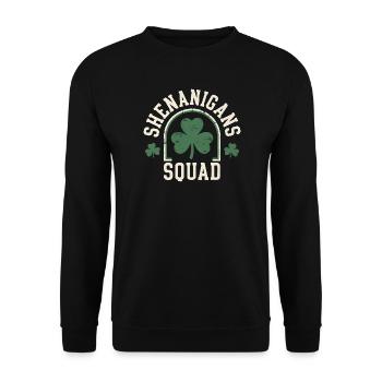 Shenanigans Squad Shamrock Spaß - Unisex Pullover - Schwarz - Vorne - Alina (178cm) & Michal (187cm)