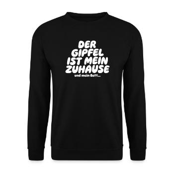 Der Gipfel ist mein Zuhause Spruch - Unisex Pullover - Schwarz - Vorne - Alina (178cm) & Michal (187cm)
