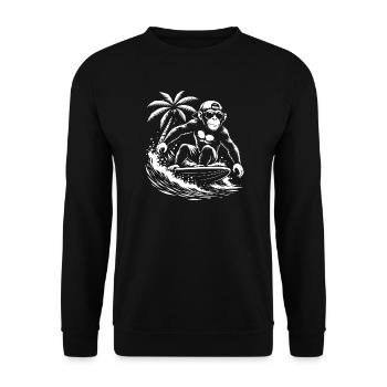 Surfing Monkey Beach Vibe - Unisex Sweatshirt - black - Front - Alina (178cm) & Michal (187cm)