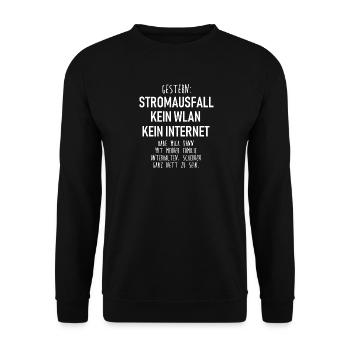 Stromausfall - kein WLAN - kein Internet - Familie - Unisex Pullover - Schwarz - Vorne - Alina (178cm) & Michal (187cm)