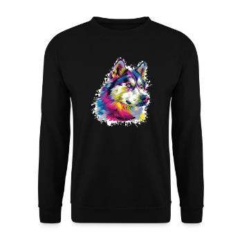 Wolf Animal Art - Unisex Sweatshirt - black - Front - Alina (178cm) & Michal (187cm)