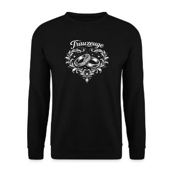 Trauung Herzringe Ornament - Unisex Pullover - Schwarz - Vorne - Alina (178cm) & Michal (187cm)