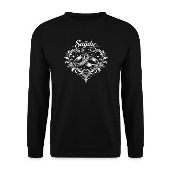Rings in a floral heart frame - Unisex Sweatshirt - black - Front - Alina (178cm) & Michal (187cm)