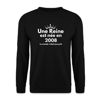 Queen born in 2008 - 18 years old - Unisex Sweatshirt - black - Front - Alina (178cm) & Michal (187cm)