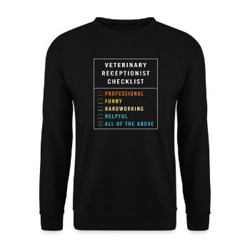 Vétérinaire, Réceptionniste, Vétérinaire, Secrétaire - Sweat-shirt Unisexe - noir - Devant - Alina (178cm) & Michal (187cm)