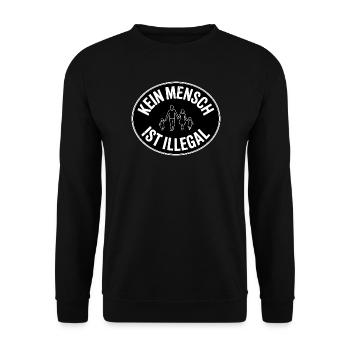 Kein Mensch ist Illegal - Gegen Rechts - Unisex Pullover - Schwarz - Vorne - Alina (178cm) & Michal (187cm)