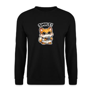 Un renard câlin prend une photo d’art - Sweat-shirt Unisexe - noir - Devant - Alina (178cm) & Michal (187cm)