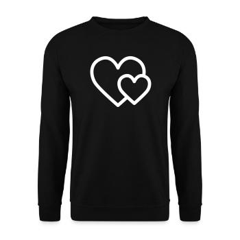 Small heart in front of a big heart - Unisex Sweatshirt - black - Front - Alina (178cm) & Michal (187cm)