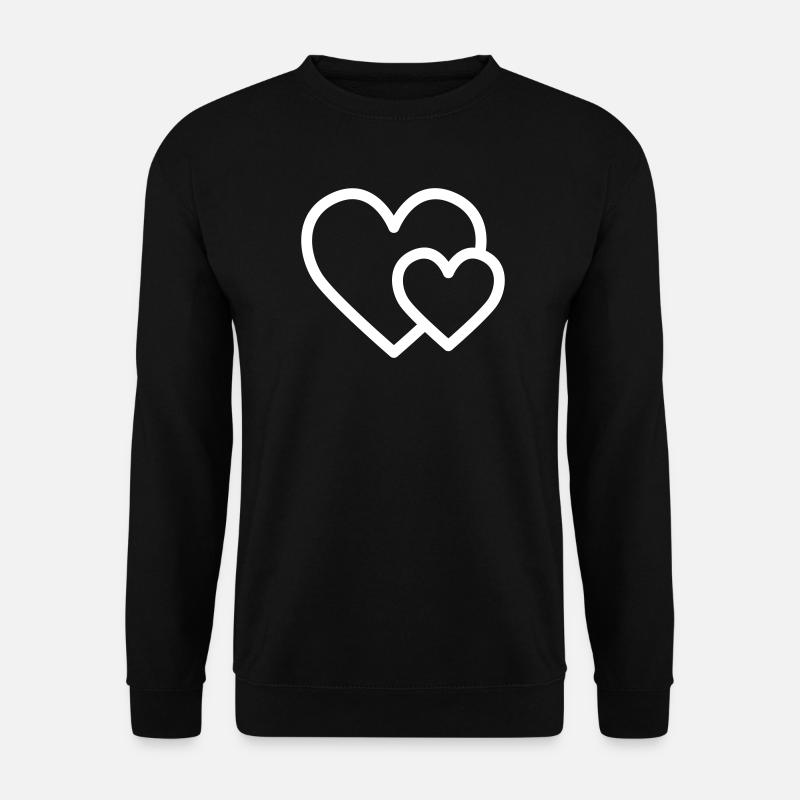 Kleines Herz vor großem Herz - Unisex Pullover - Schwarz