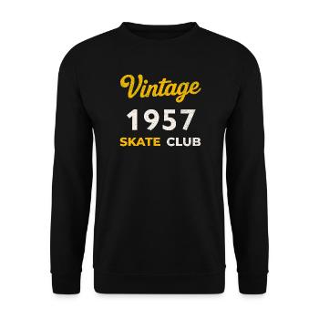 Vintage 1957 Skate Club Retro Geburtsjahr Geschenk - Unisex Pullover - Schwarz - Vorne - Alina (178cm) & Michal (187cm)