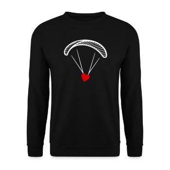 Paragleiter - Gleitschirm mit Herz - Valentinstag  - Unisex Pullover - Schwarz - Vorne - Alina (178cm) & Michal (187cm)