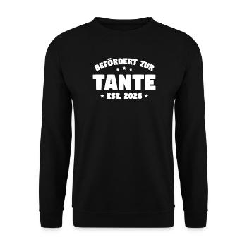 Promoted to Aunt 2026 – Funny Gift - Unisex Sweatshirt - black - Front - Alina (178cm) & Michal (187cm)