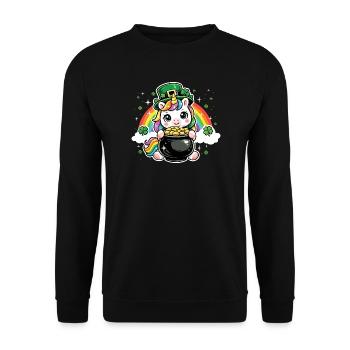 Shamrock Unicorn St Patrick’s Irish - Sweat-shirt Unisexe - noir - Devant - Alina (178cm) & Michal (187cm)