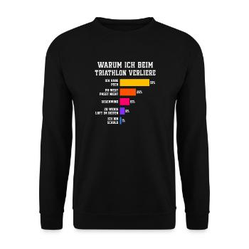 Warum ich beim Triathlon verliere Triathlon - Unisex Pullover - Schwarz - Vorne - Alina (178cm) & Michal (187cm)