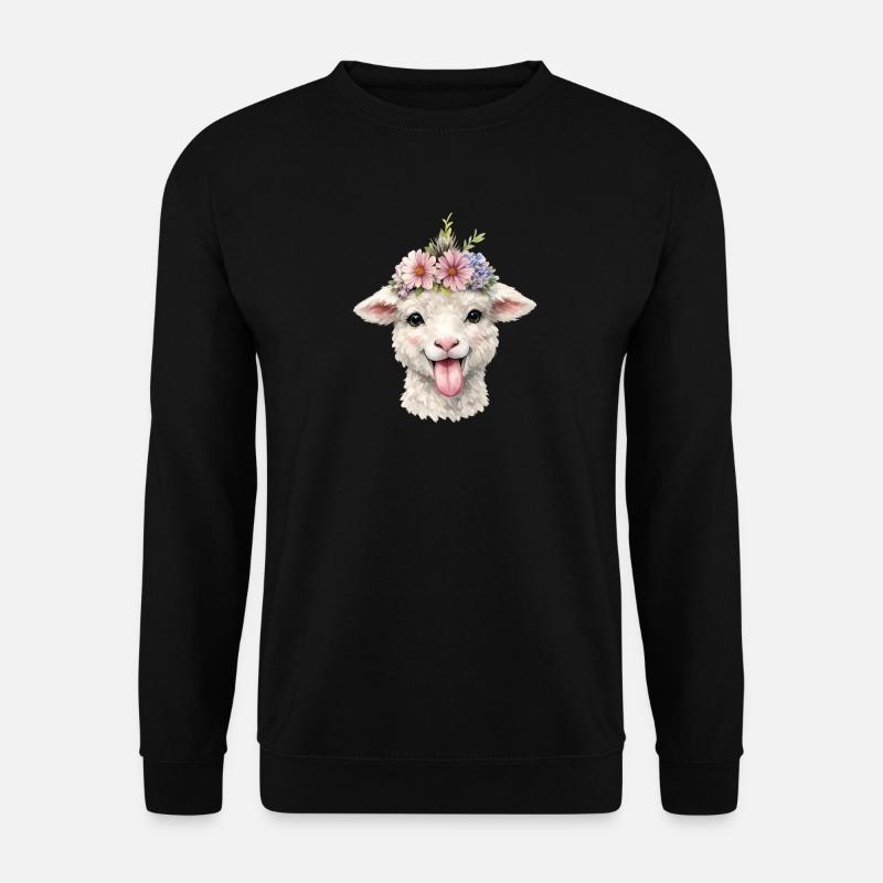 Couronne de fleurs de mouton joyeuse - Sweat-shirt Unisexe - noir