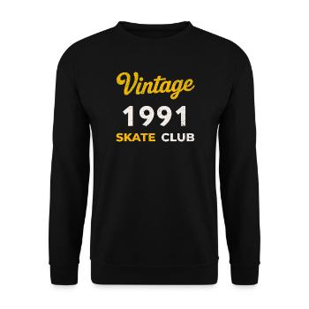 Vintage 1991 Skate Club Retro Geburtsjahr Geschenk - Unisex Pullover - Schwarz - Vorne - Alina (178cm) & Michal (187cm)