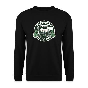 Everybody Gettin Tipsy St Patrick's Pub - Unisex Sweatshirt - black - Front - Alina (178cm) & Michal (187cm)
