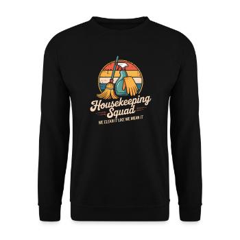 Lustiges Putzen Design - Unisex Pullover - Schwarz - Vorne - Alina (178cm) & Michal (187cm)