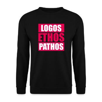 Logos Ethos Pathos Rhétorique Étudiant en Philosophie - Sweat-shirt Unisexe - noir - Devant - Alina (178cm) & Michal (187cm)