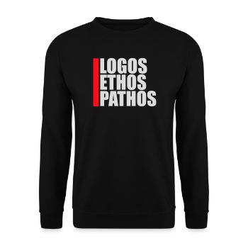 Logos Ethos Pathos Rhétorique Étudiant en Philosophie - Sweat-shirt Unisexe - noir - Devant - Alina (178cm) & Michal (187cm)