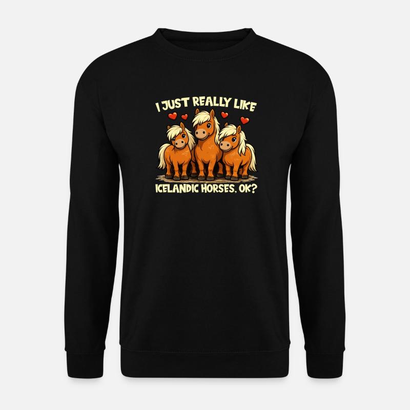 Isländisches Pferd Fan Niedliches Pferdemotiv - Unisex Pullover - Schwarz