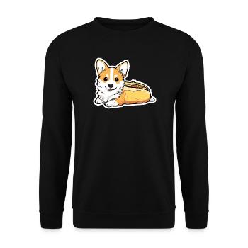 Collant en forme de pain pour hot-dogs Corgi mignon - Sweat-shirt Unisexe - noir - Devant - Alina (178cm) & Michal (187cm)