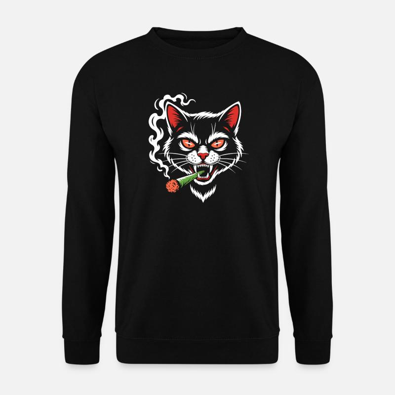 Angry cat with joint - Unisex Sweatshirt - black
