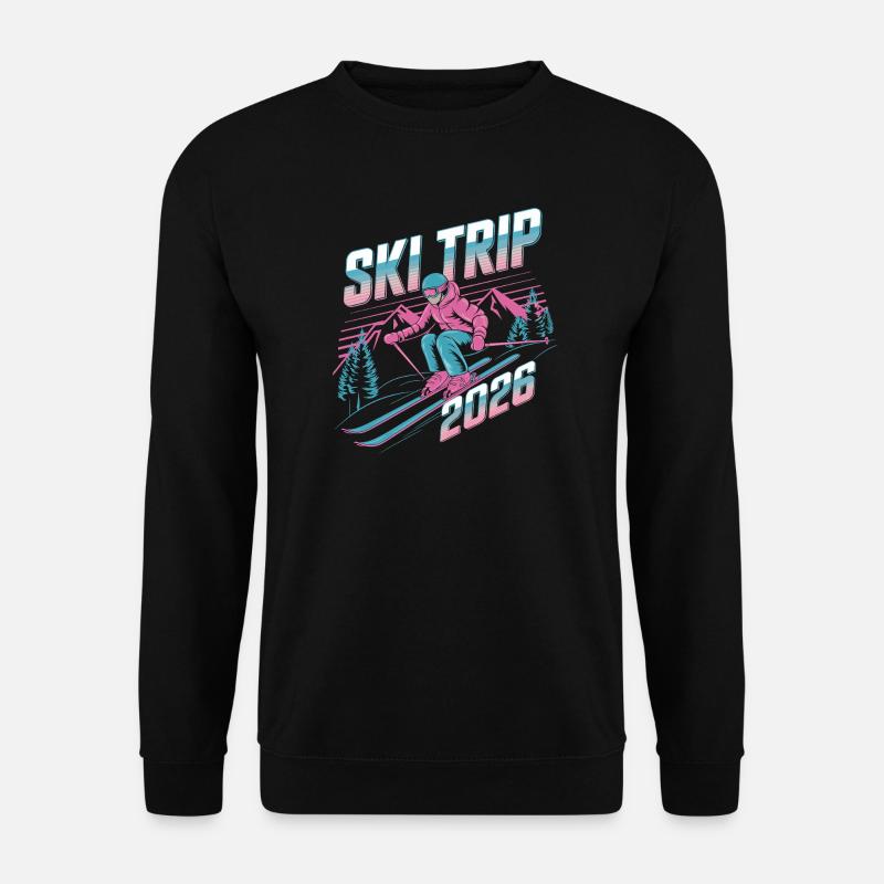 SkiTrip 2026 Retro Neon - Unisex Pullover - Schwarz