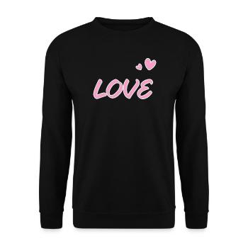 Pastellliebe und gezeichnete Herzen - Unisex Pullover - Schwarz - Vorne - Alina (178cm) & Michal (187cm)
