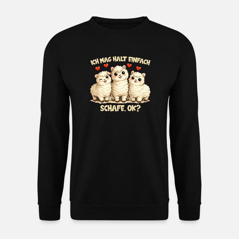 Sheep Comic Motif with Heart and Funny Saying - Unisex Sweatshirt - black