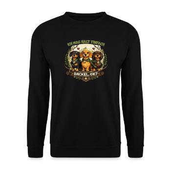 Motif des armoiries nature du teckel avec cœur et expression - Sweat-shirt Unisexe - noir - Devant - Alina (178cm) & Michal (187cm)