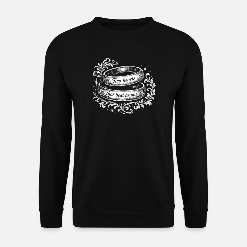 Zwei Herzen in Ringen - Unisex Pullover - Schwarz