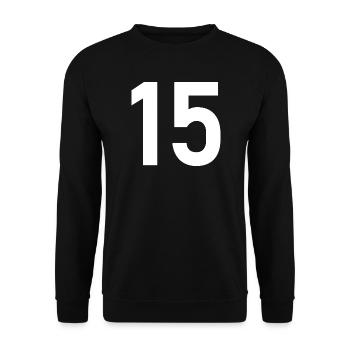 15. 15 ANS. 15e ANNIVERSAIRE. ANNIVERSAIRE 15 ANS. - Sweat-shirt Unisexe - noir - Devant - Alina (178cm) & Michal (187cm)